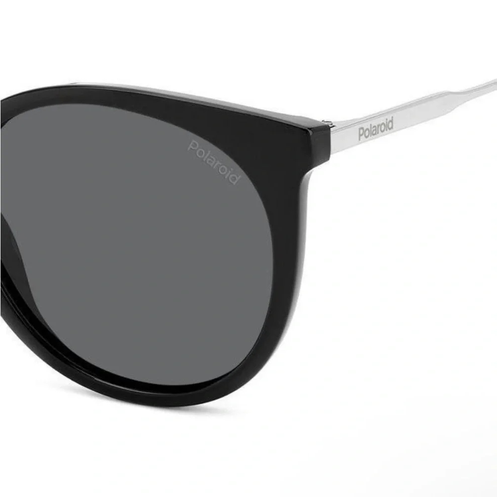 Polaroid Black and Silver Round Cat Eye Sunglasses 4146/S/X 807M9 NIC